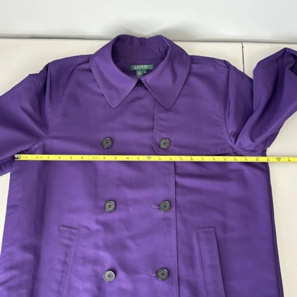 Lauren Ralph Lauren LRL Womens Double Breasted Pea Coat Purple XL‎ Rain Classic - Picture 9 of 13